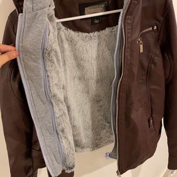 NWT Jou Jou hooded Faux Fur Moto Jacket - Picture 8 of 15